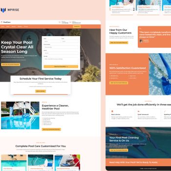 PoolCare - Pool Cleaning Landing Page for Lead Generation